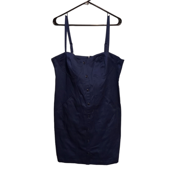 J. Crew Dress Blue Size 16 Button Down Sweetheart Cocktail Party Brunch Bustier - Picture 1 of 12